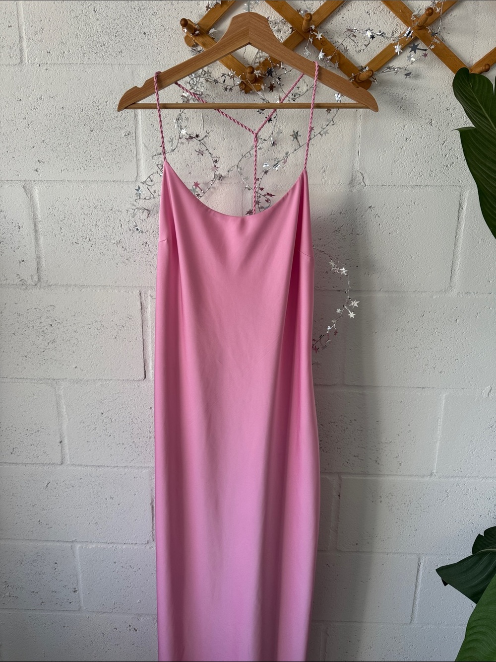 Forever 21 Pink Slip Maxi Dress with Braided Straps